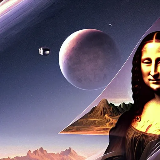 Image similar to the figure of a man who soars in space with a smile of mona lisa, peace in his eyes, ultra realistic, concept art, intricate details, serious, highly detailed, photorealistic, octane render, 8 k, unreal engine, art by todd mcfarlane and artgerm and greg rutkowski and alphonse mucha