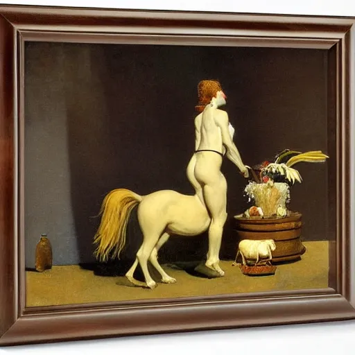 Prompt: offerings for the horse goddess by george stubbs by frederic remington