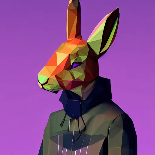 Image similar to aesthetic rabbit fursona portrait, commission of a anthropomorphic male horse, fursona horse wearing stylish holographic clothes, winter armosphere, pastel simple art, low poly