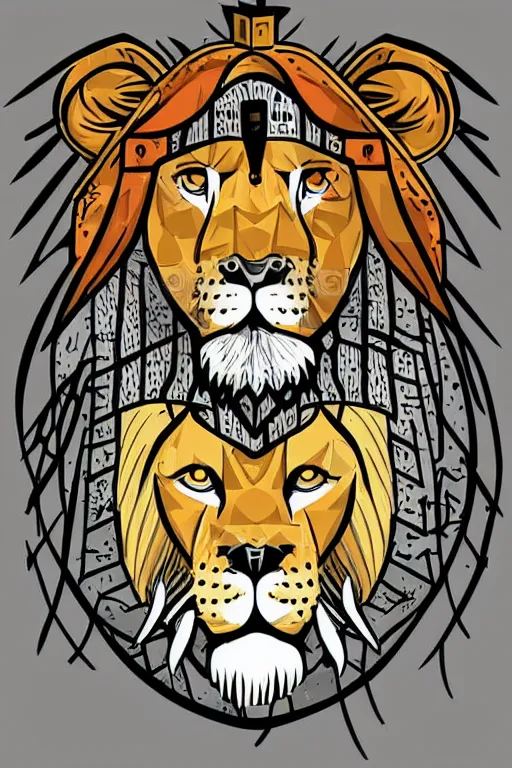 Image similar to Portrait of a lion in a medieval armor, knight, medieval, sticker, colorful, illustration, highly detailed, simple, smooth and clean vector curves, no jagged lines, vector art, smooth