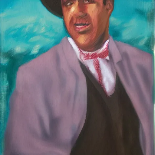 Image similar to clancy from tv show midnight gospel as an oil painting