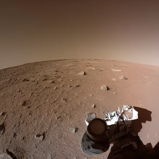 Prompt: an astronaut taking a selfie on the surface of mars