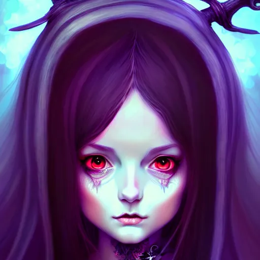 Image similar to portrait of a witch little girl, digital artwork by artgem lau, anna dittman, wlop and rossdraws, anatomically correct, smooth, clean detailed, sharped focus, symmetrical, perfect composition, illustration, extremely coherent, detailed face, arstation, expressive, anime