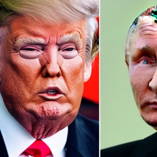 Image similar to Donald Trump and Putin as combined twins, pride