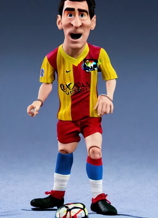 Prompt: a caricature of messi as a cheeky pixar character claymation action figure, high quality, 8 k, soft lighting, diorama, realistic materials, by frank frazetta, simon bisley, jack kirby, marlene dumas