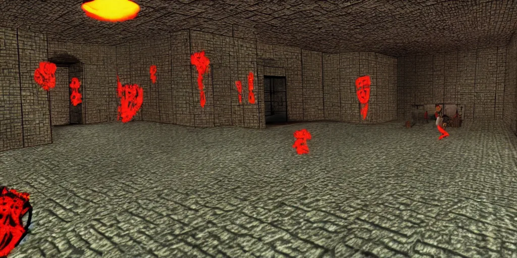 Image similar to PS1 horror game set in Ancient China, gameplay screenshot, first-person POV