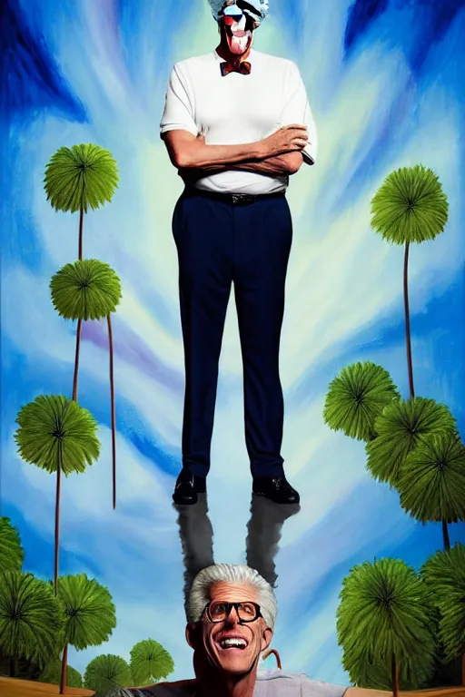 Image similar to a painting of ted danson in the good place, art by robin eley