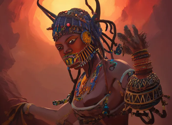 Image similar to highly detailed digital painitng of tribal afrikan voodoo kemetic mask, 2 d game fanart behance hd by jesper ejsing, by rhads, makoto shinkai and lois van baarle, ilya kuvshinov, rossdraws, global illumination, radiant light, detailed and intricate environment