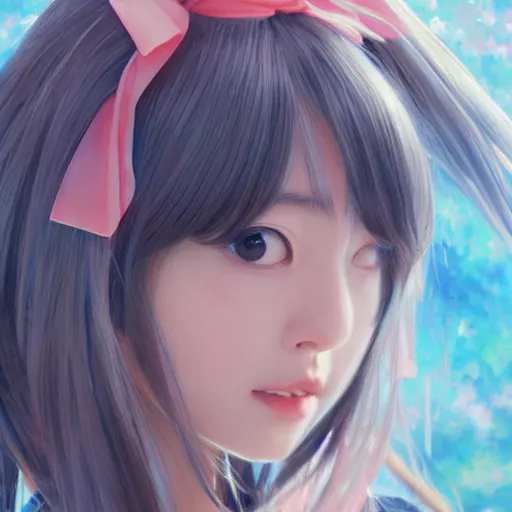 Image similar to dynamic composition, motion, ultra-detailed, incredibly detailed, a lot of details, amazing fine details and brush strokes, gentle palette, smooth, HD semirealistic anime CG concept art digital painting, watercolor oil painting of a young J-Pop idol girl, by a Japanese artist at ArtStation. Realistic artwork of a Japanese videogame, soft and harmonic colors.