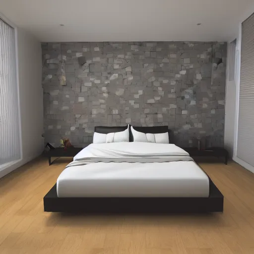 Prompt: parallax mapping of bedroom