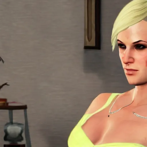 Prompt: a blonde woman with short hair in gta v