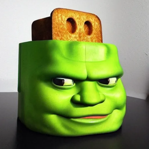 Prompt: Toaster that looks like Shrek in the style of Shrek