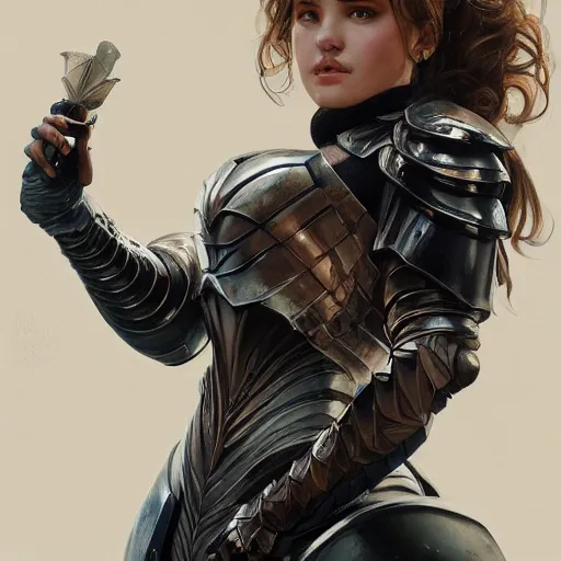 Image similar to portrait of bella poarch wearing a skintight knight armor, intricate, elegant, highly detailed, digital painting, artstation, concept art, smooth, sharp focus, illustration, art by artgerm and greg rutkowski and alphonse mucha, 8 k