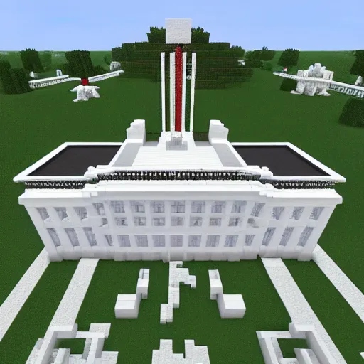 Image similar to the white house in minecraft