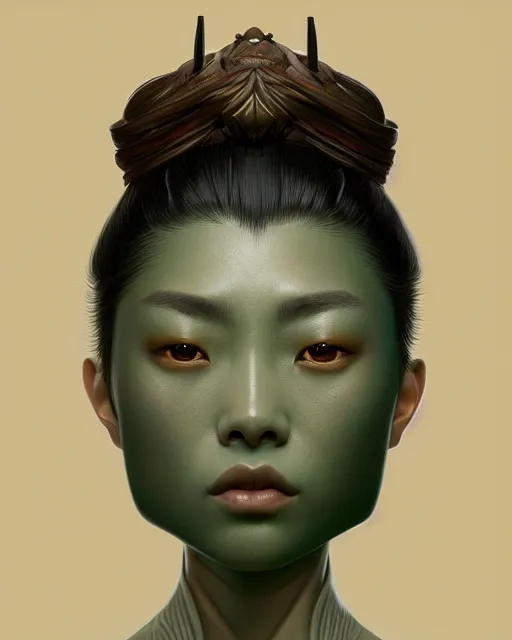 Prompt: symmetry, samurai, lines, brown skin, green iris, machine face, intricate, elegant, highly detailed, digital painting, artstation, cgsociety, concept art, octane render, smooth, sharp focus, illustration, art by camille corot and karol bak and kim tschang yeul, 8 k