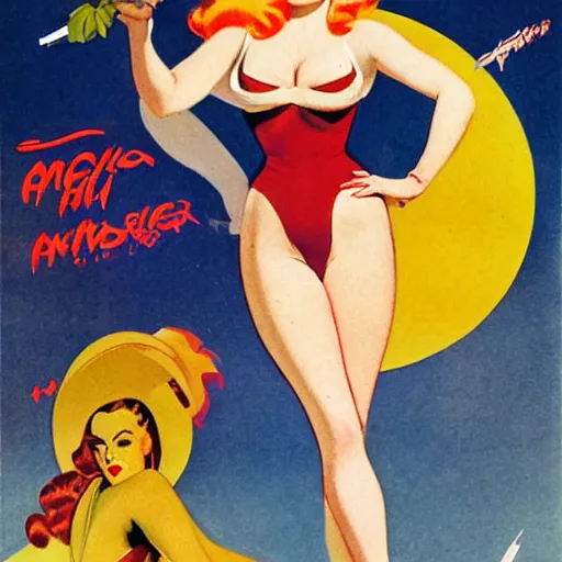 Prompt: a pinup by alberto vargas and loish.