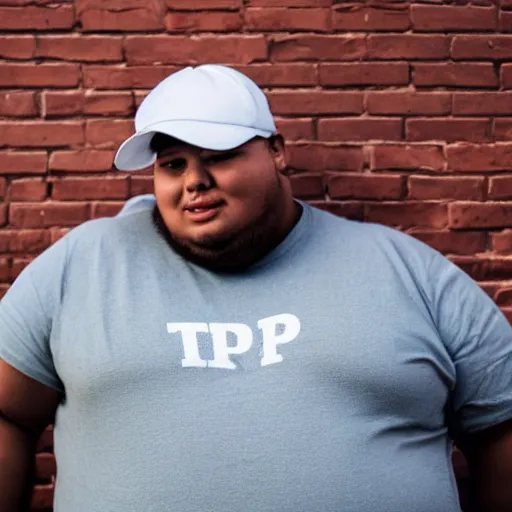 Image similar to obese young man with a t-shirt and cap with the letter P