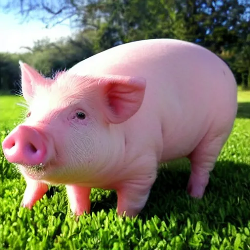 Image similar to beautiful miniature pig wearing a sunhat, piglet, piggy, baby animal, cute, adorable, summer