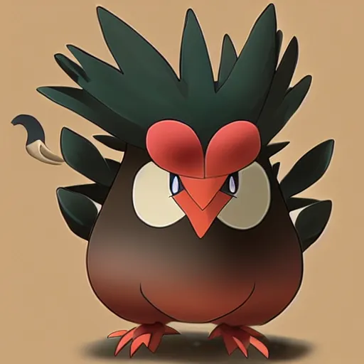 Prompt: A pokemon that looks like a rooster, The coconut shell wrapped around him,The rooster hides inside and sticks his head out to peek，Trending on art station. Unreal engine.