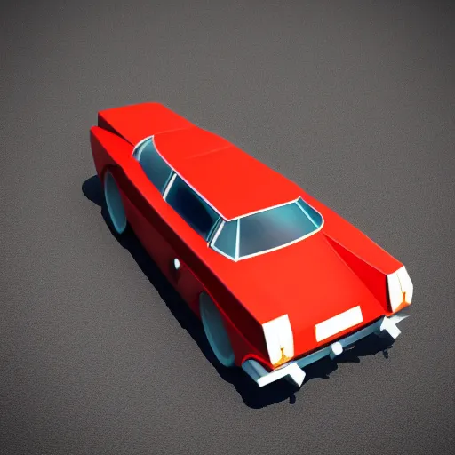 Image similar to a 3d low poly game object of a retro car