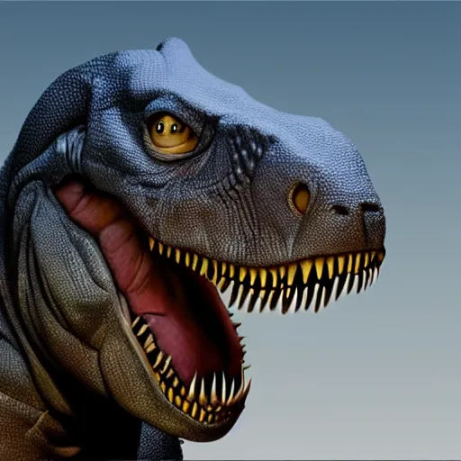 Prompt: matte painting of close up t - rex head in style of raph herrera, 4 k, detailed