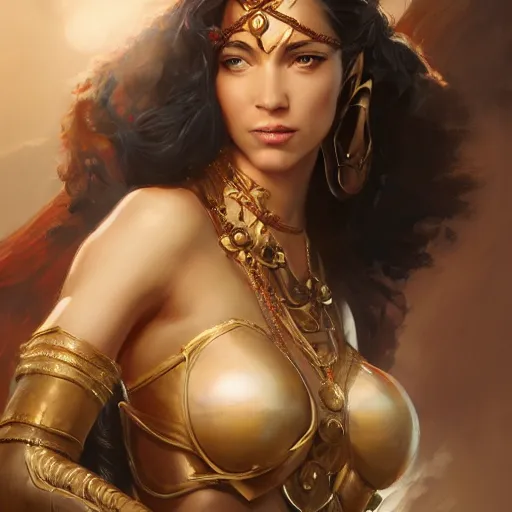 Image similar to Princess Dejah Thoris of Helium, 4k oil on linen by wlop, artgerm, andrei riabovitchev, nuri iyem, james gurney, james jean, greg rutkowski, highly detailed, soft lighting 8k resolution