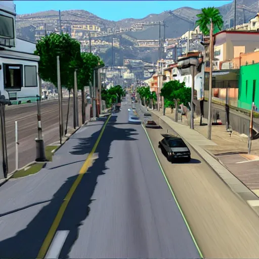 Image similar to streets of Malaga in the style of GTA