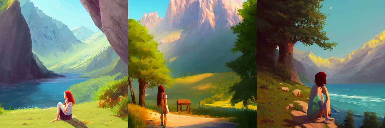 Prompt: A portrait with a character in a scenic place by Sylvain Sarrailh