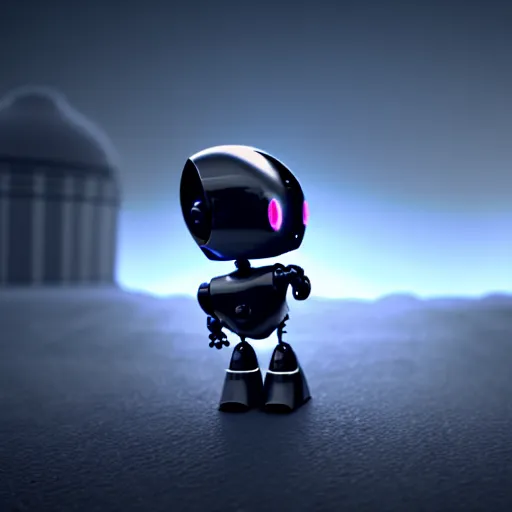 Image similar to a cute little robot. super realistic 8 k render of a dark hooded powerful elegant, cinematic composition