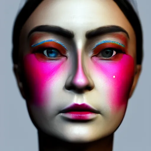 Prompt: face painted by Kandinsky, smooth gradients, 3d unreal engine, 4k 3d render