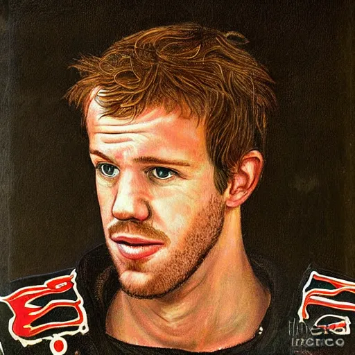 Image similar to Medieval portrait of Sebastian Vettel Formula 1 driver