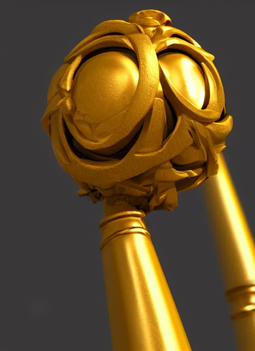 Image similar to a golden bo staff, Unreal 5, DAZ, hyperrealistic, octane render, RPG portrait, dynamic lighting