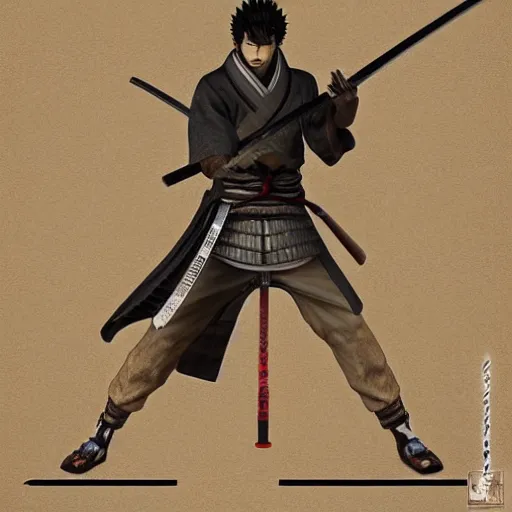 Image similar to isshin sword saint holding a glock, sekiro, detailed