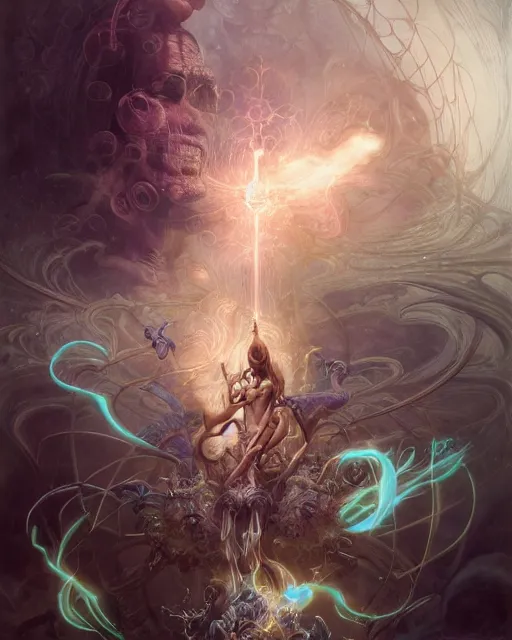Image similar to a single floating wand, tarot card, fantasy composition made of fractals, ultra realistic, wide angle, intricate details, the fifth element artifacts, highly detailed by peter mohrbacher, hajime sorayama, wayne barlowe, boris vallejo, aaron horkey, gaston bussiere, craig mullins