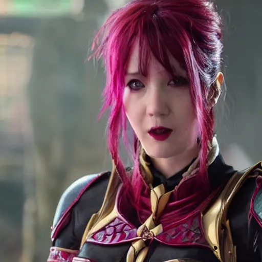 Prompt: a still of vi from arcane, live action