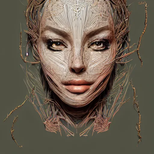 Prompt: the head of an incredibly elegant and beautiful woman partially made of potatoes and dirt looking down, an ultrafine detailed illustration by james jean, final fantasy, intricate linework, bright colors, behance contest winner, vanitas, angular, altermodern, unreal engine 5 highly rendered, global illumination, radiant light, detailed and intricate environment