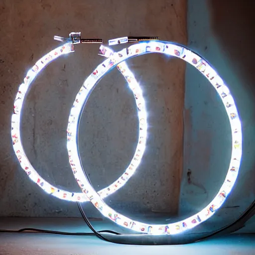 Prompt: chrome hoops lit by police lights, hyper detailed