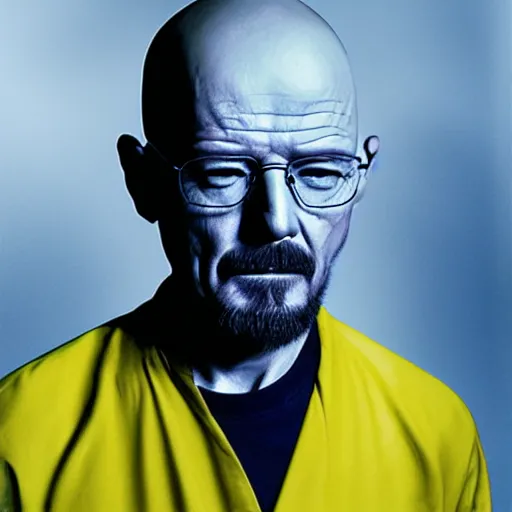 Image similar to Hideo Kojima as Heisenberg Walter White, matte paint, portrait, very coherent, airbrush