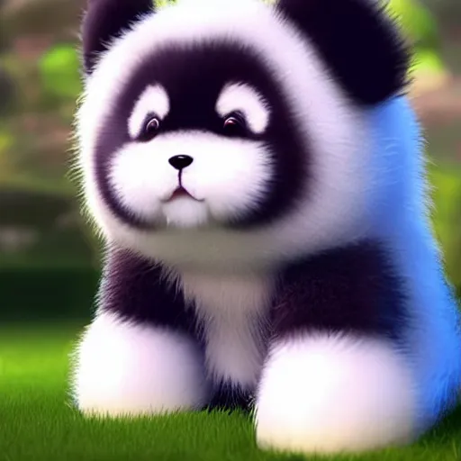 Prompt: fluffy adorable happy chubby pokemon type creature hybrid cross between baby panda and pikachu, with long fuzzy fur, cuddly, ultra realistic, sharp focus, unreal engine render
