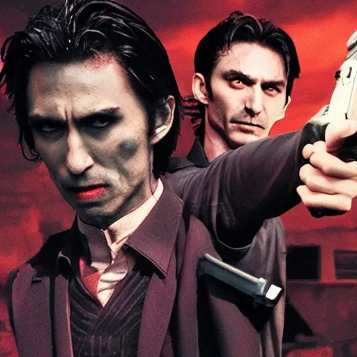 Image similar to <movie still>Vampires Holding Guns</movie>