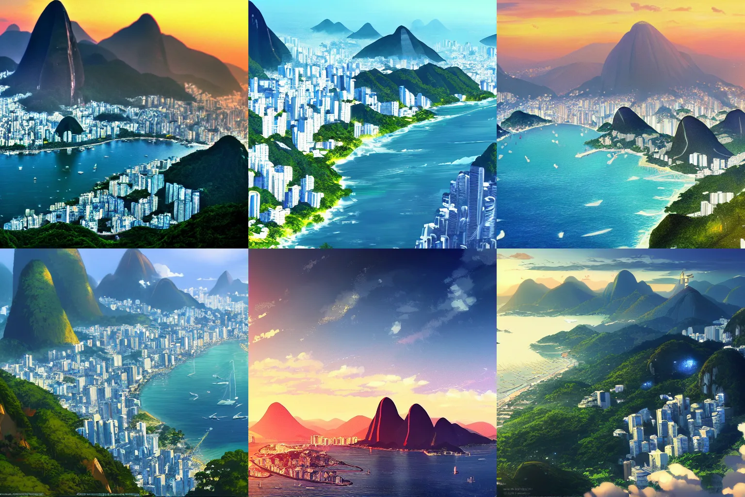 Prompt: rio de janeiro, artwork by makoto shinkai, wallpaper, 4k, high quality, 8k resolution