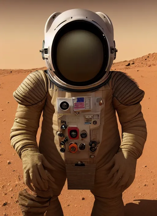 Prompt: closeup portrait of a medieval goblin wearing a spacesuit on mars, depth of field, zeiss lens, detailed, symmetrical, centered, fashion photoshoot, by annie leibovitz and steve mccurry, david lazar, jimmy nelsson, breathtaking, 8 k resolution, extremely detailed, beautiful, establishing shot, artistic, hyperrealistic, beautiful face, octane render