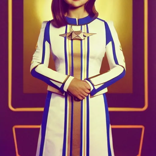 Prompt: a beautiful full body photograph of younger jenna coleman as a star fleet officer from star trek next generation, full dress uniform, symmetrical face, extreme realism and detail, 8 k, completely framed, direct lighting, 3 5 mm photo, photorealistic, sharp focus