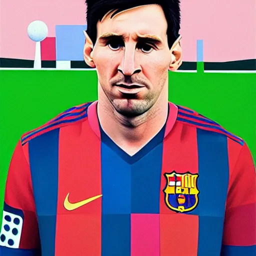 Image similar to a portrait of lionel messi in a scenic environment by tomma abts