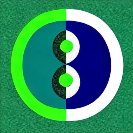 Image similar to Text Yin-Yang written around a green and blue yin-yang logo