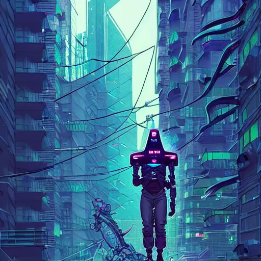 Image similar to A cyberpunk shark cyborg on the street of a cyberpunk city, Dutch angle, 150 mm, art by Josan Gonzalez, sci-fi, highly detailed, digital painting, artstation, smooth, sharp focus, illustration, concept art by Josan Gonzalez and James Gurney and Mœbius