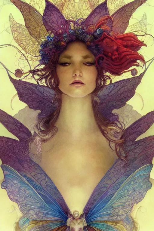 Image similar to a faerie, symmetry, vivid color, detailed, by jean - baptiste monge and maxfield parrish and artgerm