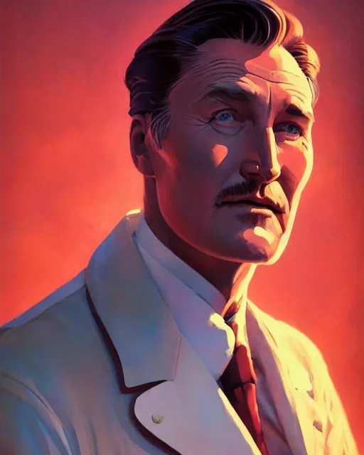 Image similar to Errol Flynn as a scientist. 1980s dystopian Soviet Russia, propaganda screens. Stephen Bliss, unreal engine, fantasy art by Greg Rutkowski, Loish, Rhads, Makoto Shinkai and Lois van baarle, Ilya Kuvshinov, Rossdraws. Faithfully depicted facial expression, perfect anatomy global illumination, radiant light, detailed and intricate environment