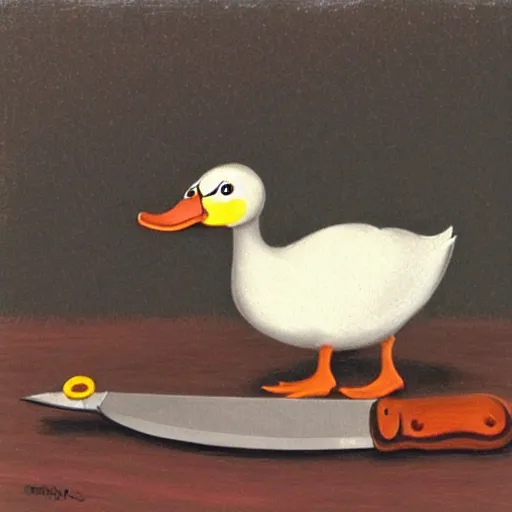 Image similar to a duck with a knife