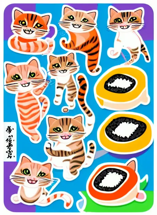 Image similar to cats and sushi sticker sheet